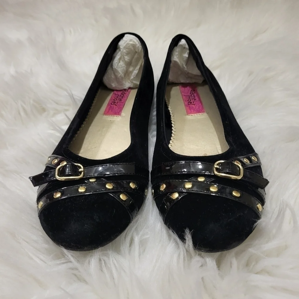 Racheal's Shoes (‎ Brand) Black Suede Studded GIirls Loafers Size 4